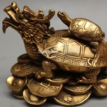 chinesse Бронзовый Богатство Yuanbao деньги дракон черепаха и малыш статуя