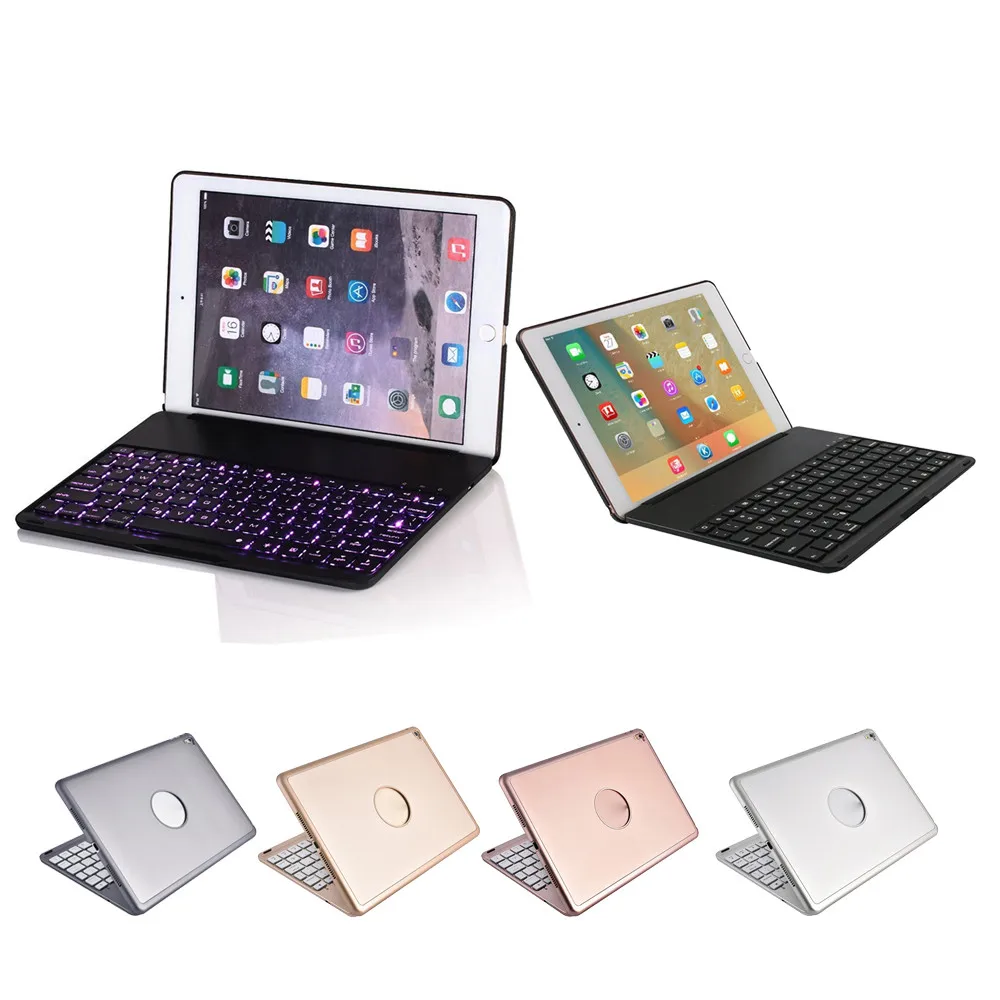 

Aluminum 7 Colors Backlit Bluetooth Keyboard Smart Folio Case For iPad Pro 9.7inch Fashion Convenience 17OCT17