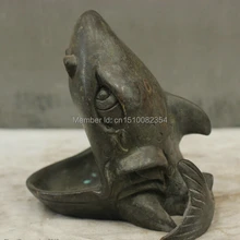 Китайский Китай Народной Культуры Handmade Старый Медь Бронза Статуя Акула Скульптура