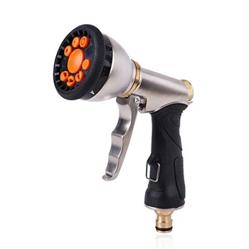 

Garden Hose Nozzle Sprayer Car Washing Water Gun Tool High Pressure Rotating 9 Adjustable Mode Metal Sprayer for Garden Car Wash