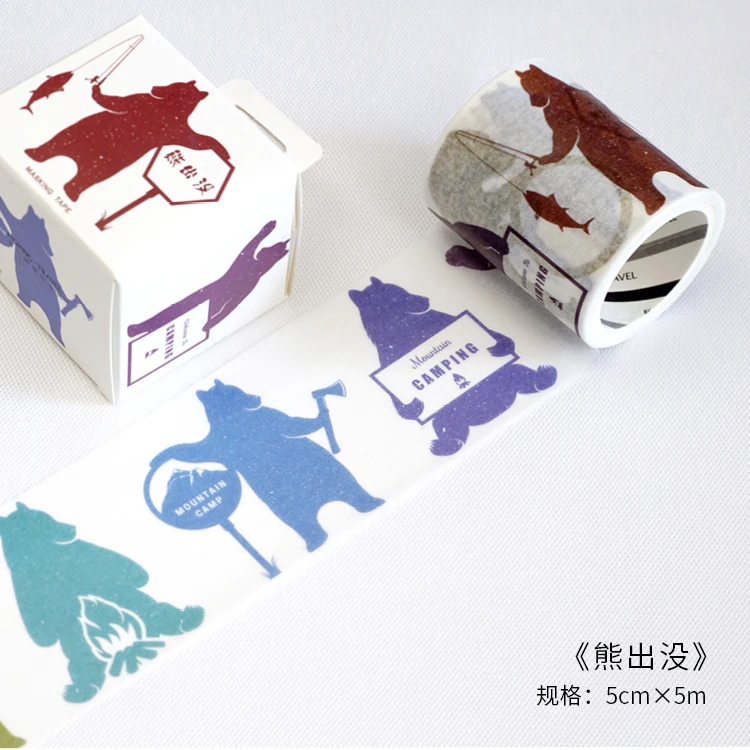 

50mm Vintage Boonie Bears Cartoon figure Travel Diary decoration washi tape DIY planner Diary scrapbooking masking tape Escolar