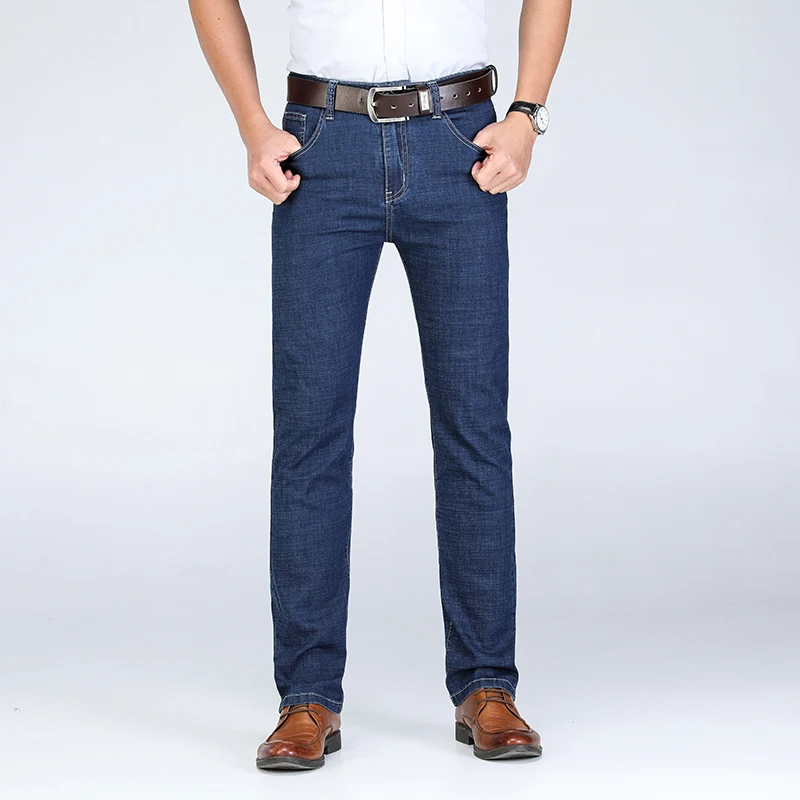 

2019 Spring Summer New Men's Casual Jeans Business Slim Fit Elastic Male Cotton Pants Men Large Size 40 42 44 46