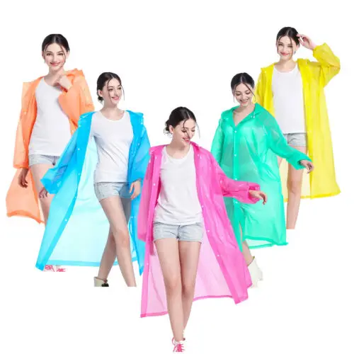 

Women Men Fashion Waterproof Jacket Clear EVA Raincoat Rain Coat Hooded Poncho Rainwear