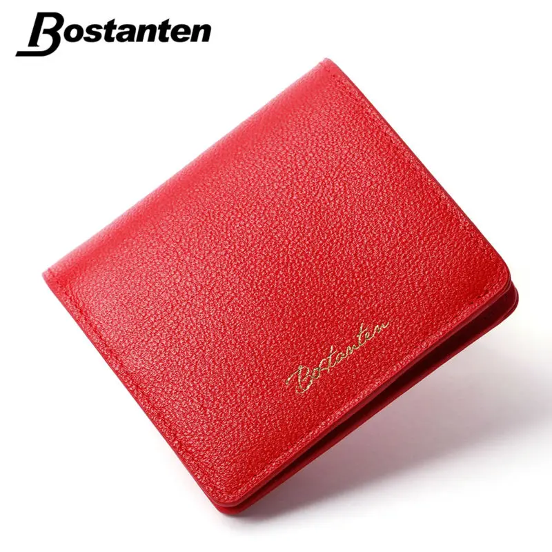 Bostanten Fashion Cow Leather Women Wallets Red Luxury Brand Womens Small Wallet Letter Wallet Ladies Short Coin Purse 2016 Gift