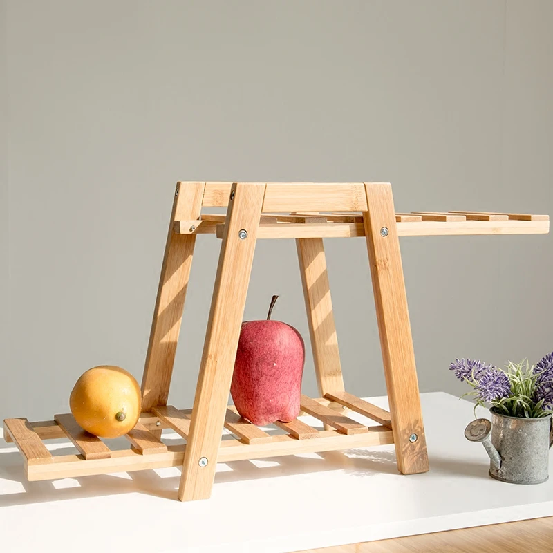 Bamboo Indoor Flower Pot Holders Creative Uneven Floor Typle Double Layer Storage Rack Eco Natural Balcony/Living Room Decor Bamboo Indoor Flower Pot Holders Creative Uneven Floor Typle Double Layer Storage Rack Eco Natural Balcony/Living Room Decor