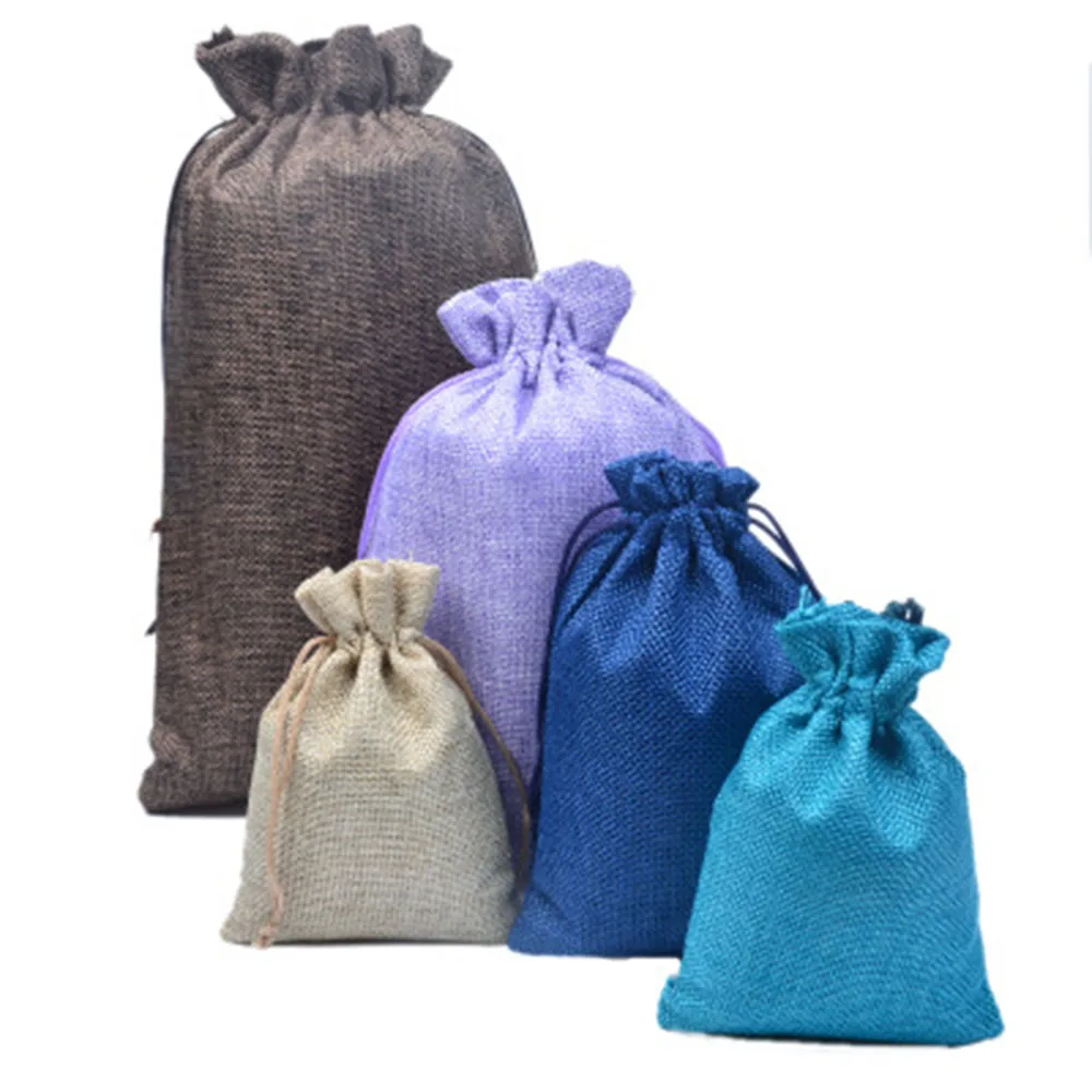 1Pcs Shopping Bag Colorful Imitation linen Storage Package Bags Drawstring Bag Travel Women Cloth Bag Gift Pouch