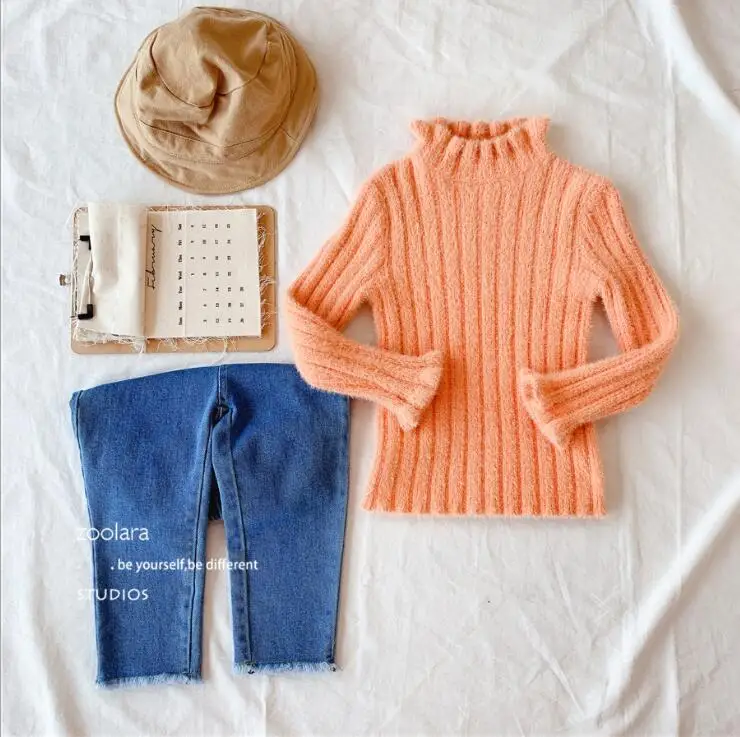 

2019 new wholesale girls knitted sweater autumn winter fashion girls pullover sweater 3-8t HW174