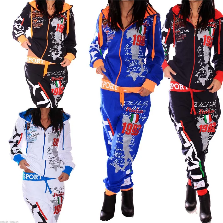

ZOGAA 2019 Brand New Women Two Piece Set Tracksuit Outfits for Womens Hooded Sweatshirt Sweat Suits Printed Sportswear Suit
