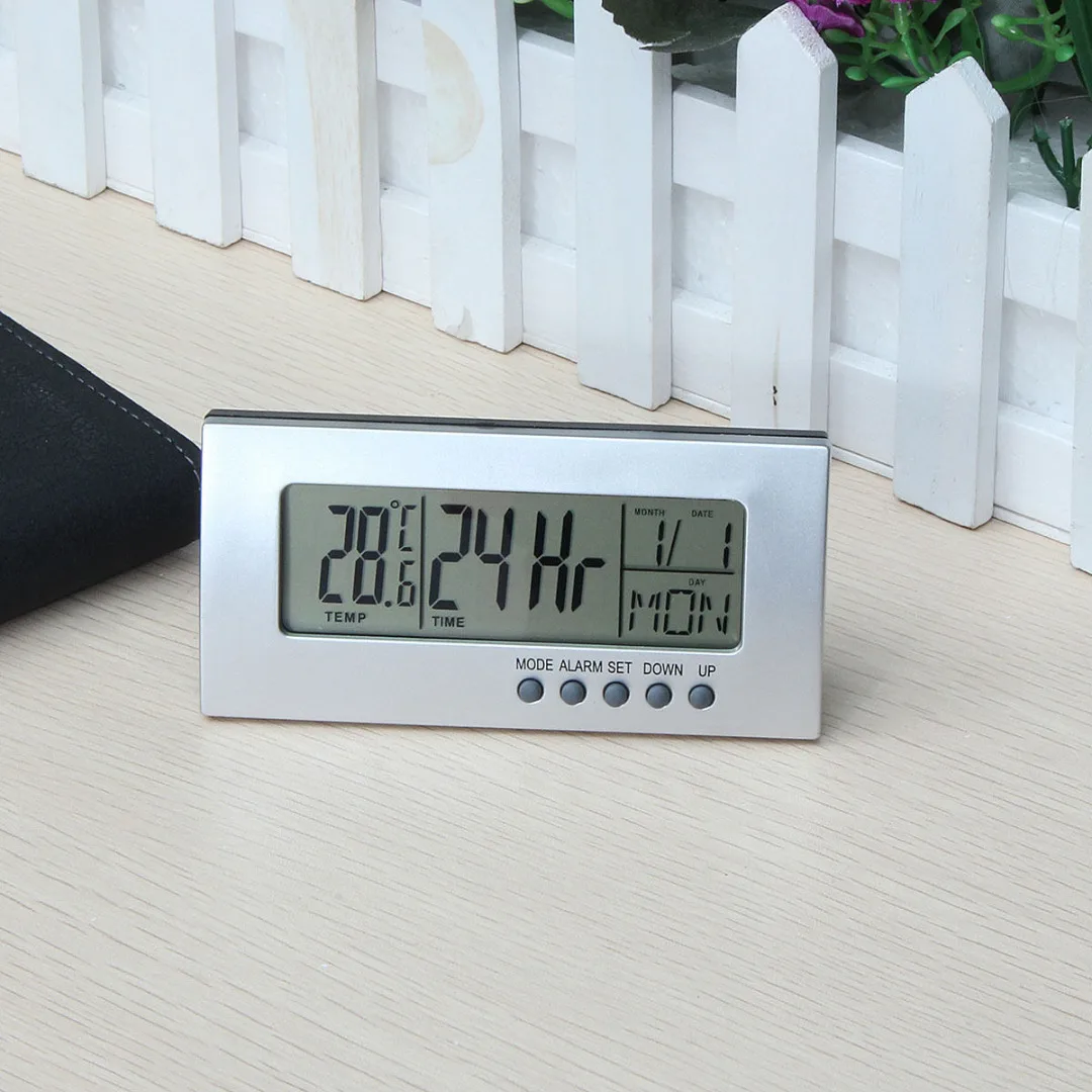 Modern Digital Battery LCD Display Calendar Snooze Thermometer Alarm Clock New