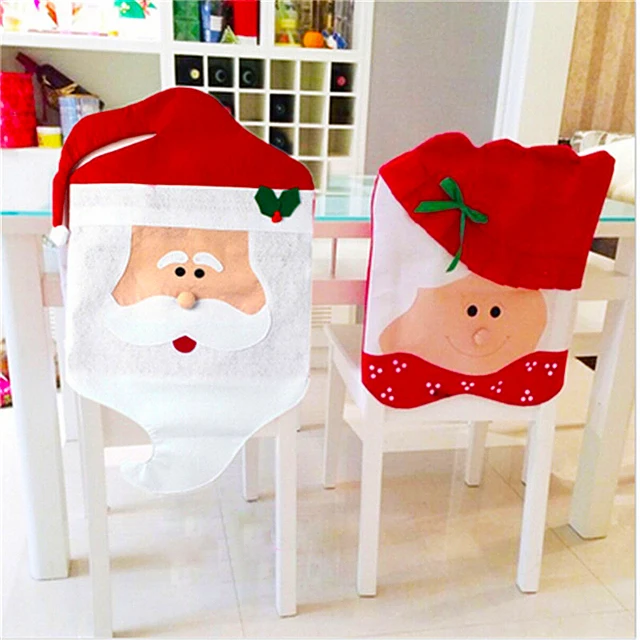 2pcs Set Mr And Mrs Santa Chair Cover Christmas Decorations Xmas Seat Festive