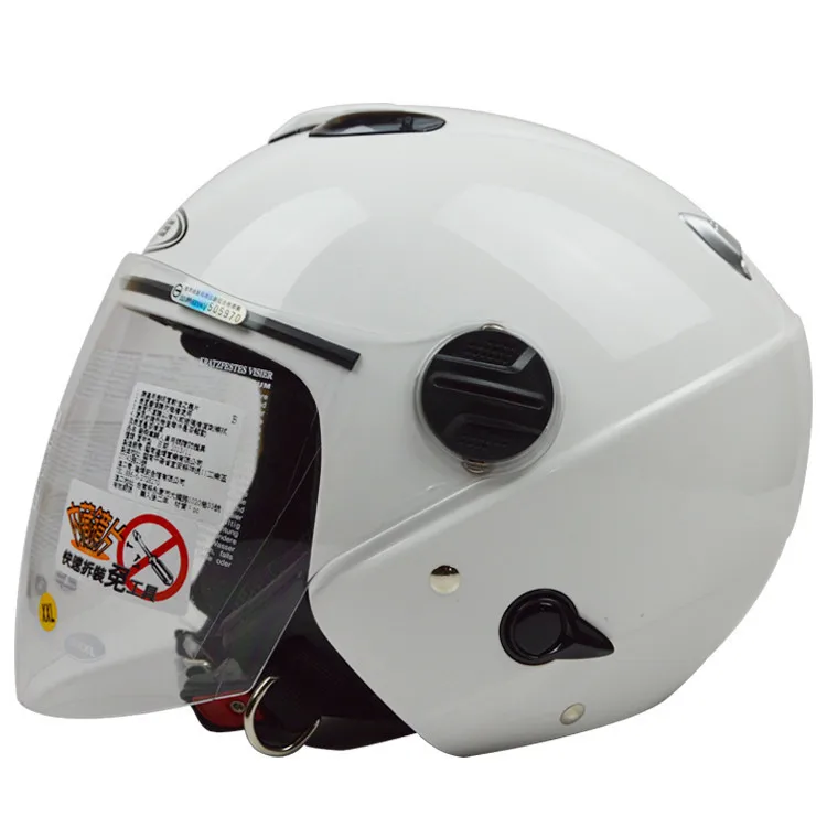 Двойной объектив moto rcycle шлем винтажный скутер открытый шлем Лето мото КАСКО 3/4 capacete M/L/XL/XXL - Цвет: White