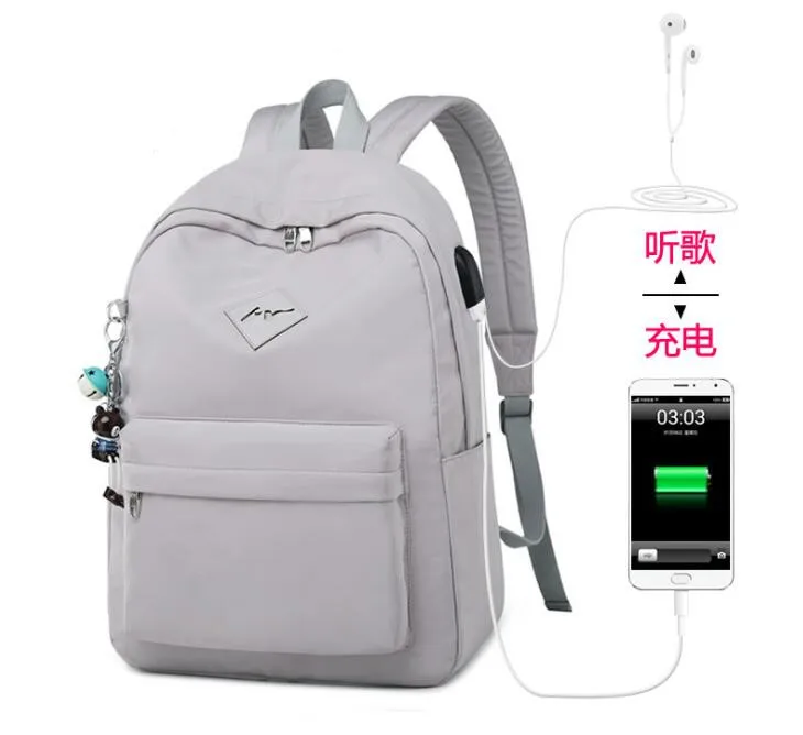 Женский многофункциональный рюкзак с зарядкой через USB, Модный молодежный корейский стиль, сумка на плечо для ноутбука, школьные сумки для подростков, девочек и мальчиков, W-5370