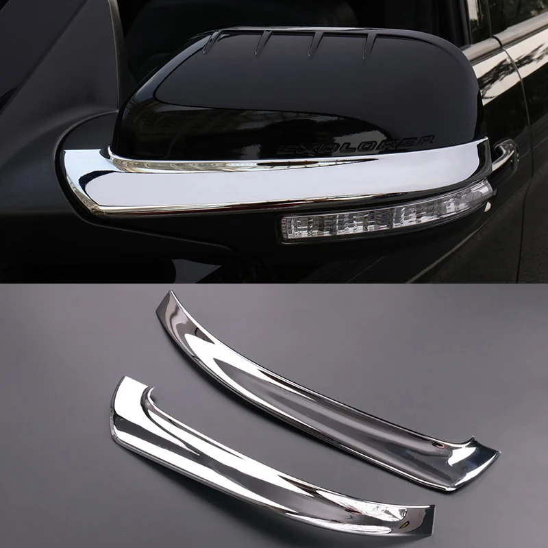 

2pcs ABS Chrome side mirrors anti-rub decoration trims for Ford Explorer 2011 2012 2013 2014 2015 2016 2017