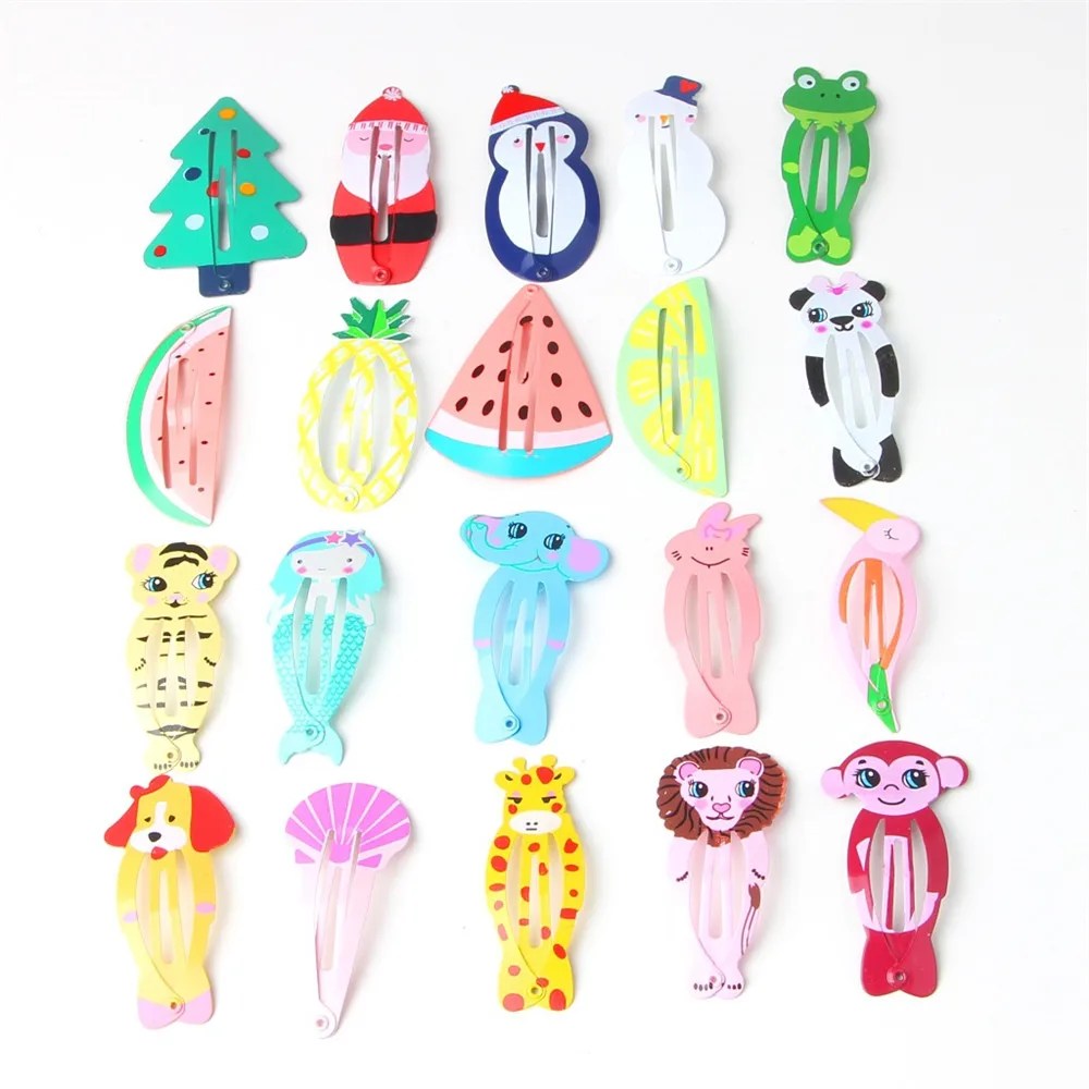 

10Pcs Fashion Animals Fruit Hair Clips Barrettes Kids Colorful Mix Hairpins for Girls Hair Accessories Alloy Snap Hairgrips