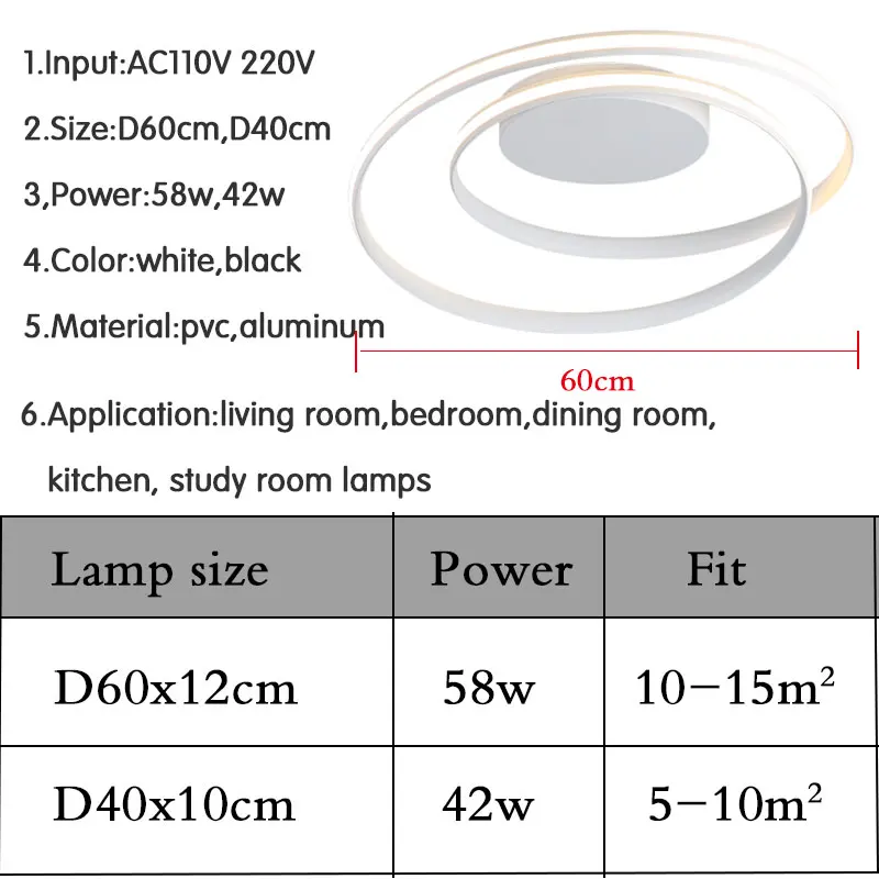 Горячая Распродажа, современные светодиодные потолочные лампы для гостиной, спальни, столовой, светильники, белые и черные потолочные лампы, светильники AC110V 220V
