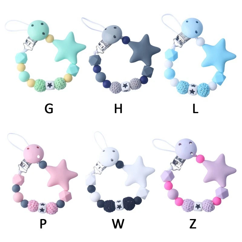 Baby Care Stars Cartoon Daisy Letter Silicone Universal Holder Belt Pacifier Nipple Clip Chain Pacifier Bead Chain Glue