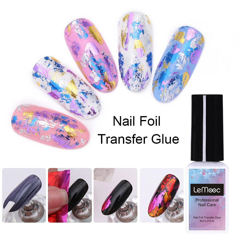 

LEMOOC 8ml Nail Glue for Nail Art Transfer Foils Holographic Adhesive Decals Nails Gel Glue For Nail Art Foils Decorations