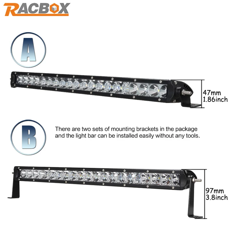  RACBOX 21inch/22inch 100W LED Light Bar Combo Offroad For Trailer Marine Truck SUV ATV LED Driving Work Lamp With CREE Chips 