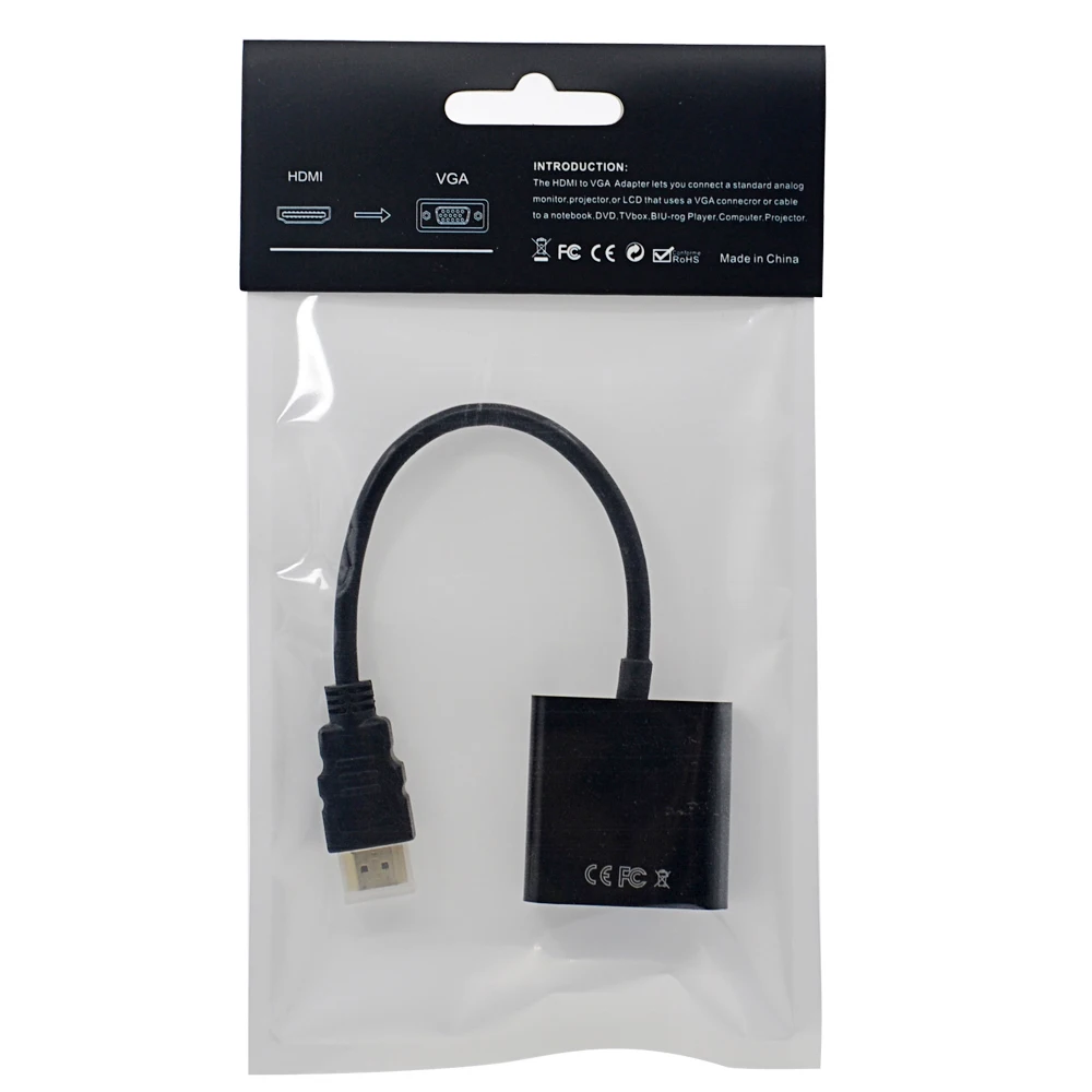 

Original Package for PC Laptop Tablet for HDMI to VGA Adapter Converter for HDMI Cable Support Full HD 1080P HDTV for HDMI2VGA