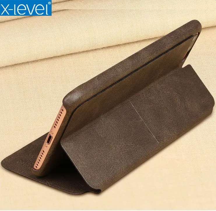 Goede X Niveau Merk Luxe Extreme Serie Lederen Flip Cover Case Voor iPhone 7 7 Plus Volledige Bescherming Standable gevallen