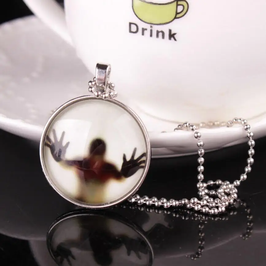 Halloween Necklaces Figure Pendant Necklace Noctilucent Cabochon Glass