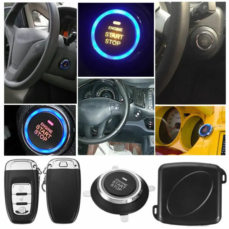 Free Shipping 9Pcs Car SUV Keyless Entry Engine Start Keyless Alarm System Push Button Remote Starter Stop Auto Car Accessories