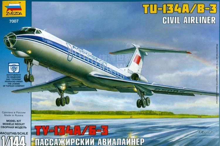 ZVEZDA 7007 1/144 Tupolev Tu-134A сборные Комплекты Модели российского пассажирского самолета