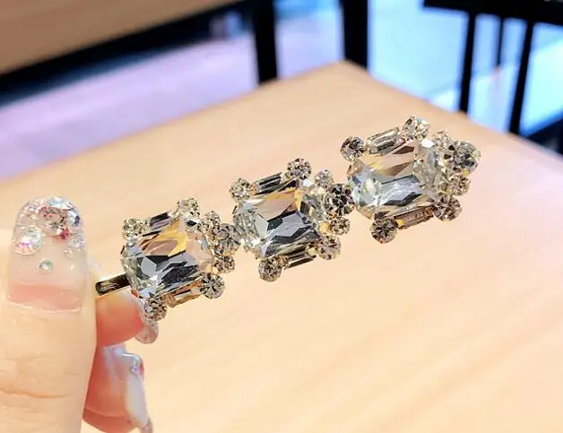 

UXN164 925 Silver Crystal Zircon Female Hair Hoop Fixed Hair Decorative Hair Pin