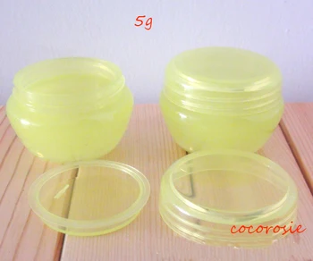

(100piece)/lot 5g/5ml jar empty Mushroom shape cosmetic containers jar yellow plastic Cosmetic jar sample refillable case