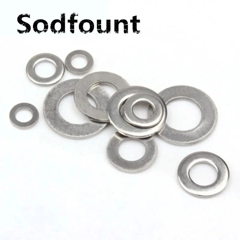 

100pcs M1.6 M2 M2.5 M3 M3.5 M4 M5 M6 M8 M10 M12 M14 M16 M18 M20 M22 M24 304 Stainless Steel Flat Washer Plain Washer Flat gasket