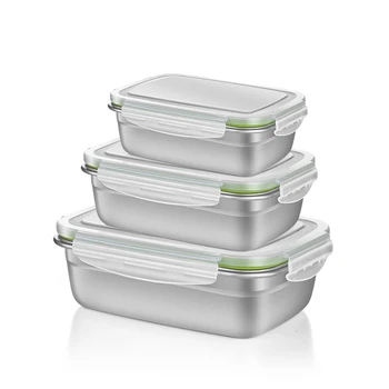 

Stainless steel Lunch box 350ml/500ml/850ml/1800ml optional With Cover Microwavable Eco-Friendly Leak proof Lunch Box Bento
