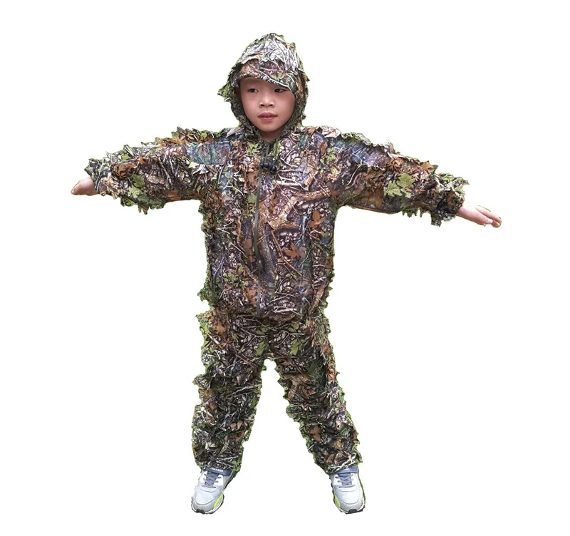 

New design Children's 3D maple leaf Bionic Ghillie Suits camouflage Hunting Clothes for teenagers for 4-9 years old boy