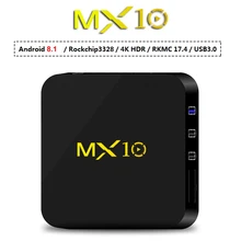 4GB Ram 32GB Rom Smart TV Box Android8.1 RK3328 Quad Core TVbox 3D 4K HDR Streaming Media Player Wifi USB 3.0 4G 32G MX10