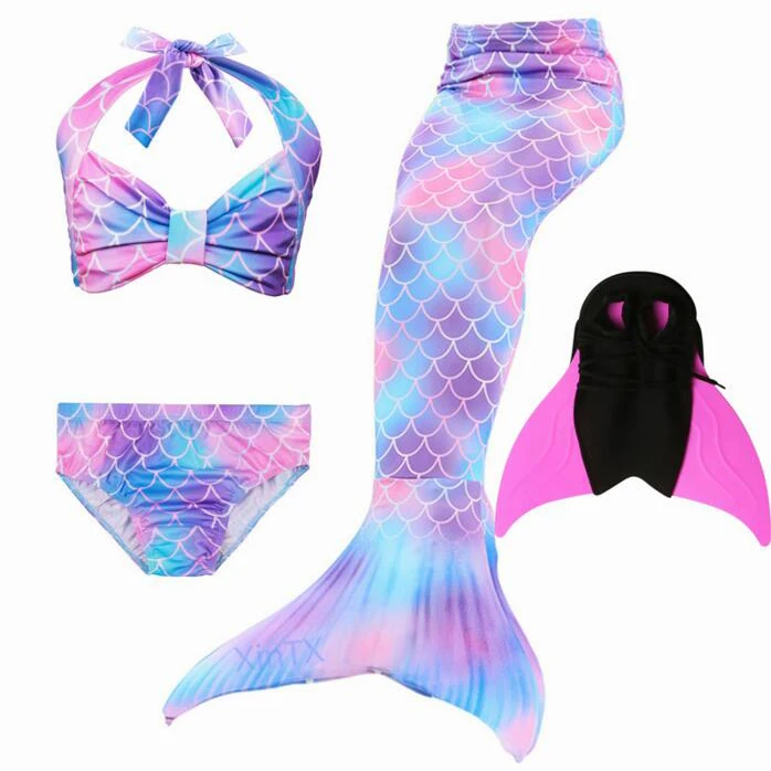 

Little Mermaid Tails For Swimming Costume Mermaid Tail Cosplay Girls Swimsuit Kids Children Swimmable Suit Monofin