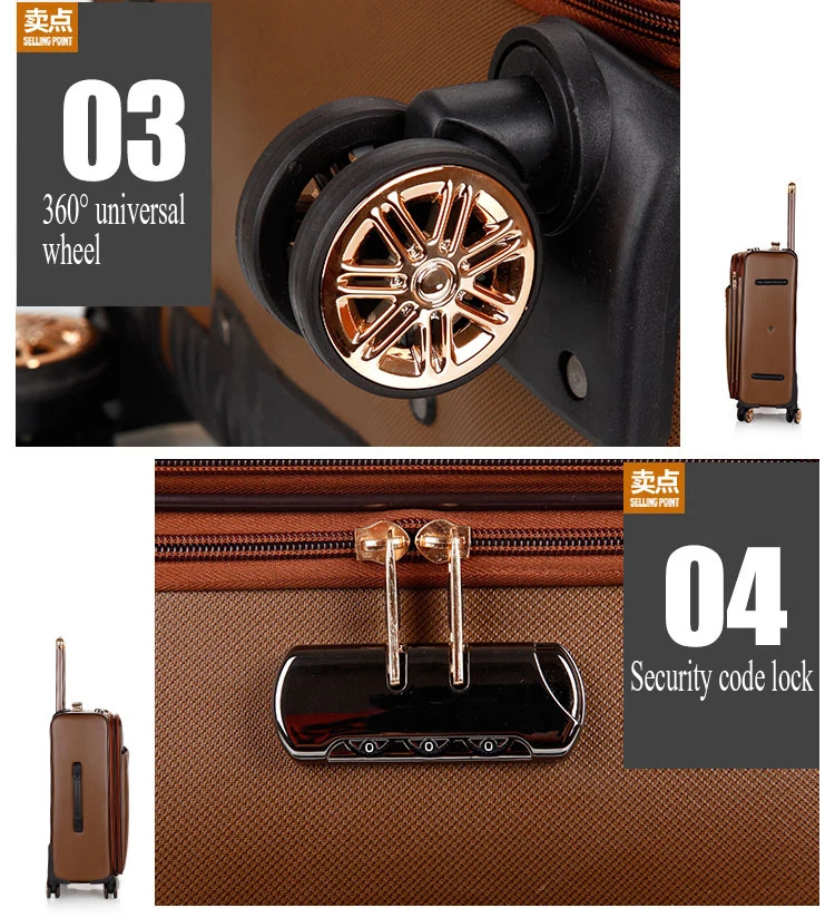 Для женщин ретро Чемодан серии Высокое качество 20/24 дюйма PU Rolling Чемодан Для мужчин Spinner бренд дорожная сумка тележка чемодан на колесах