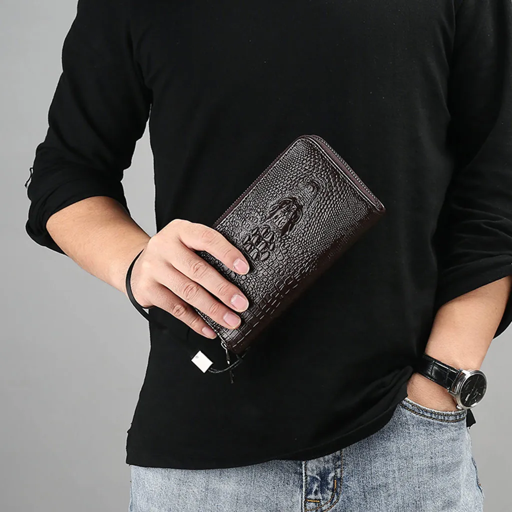 Женские и мужские кожаные кошельки 3D Крокодил Аллигатор женский кошелек клатч длинный Браслет портмоне карман для телефона удобный мужской кошелек# AF