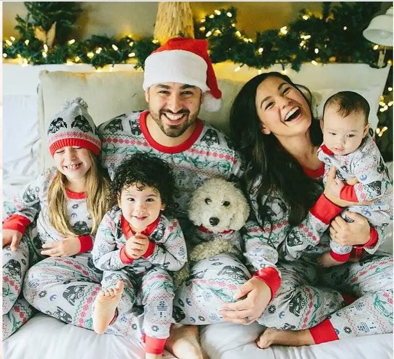 2017 new christmas family matching pajamas set mother matching christmas pajamas for children