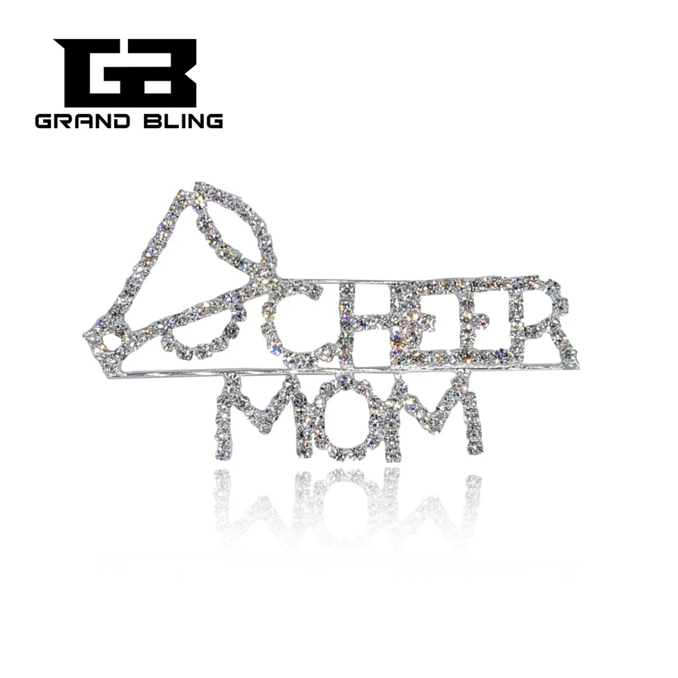 

Unique Blingbling Brooch Jewelry for mother's day Gift "CHEER MOM" Word Pin with a Megaphone