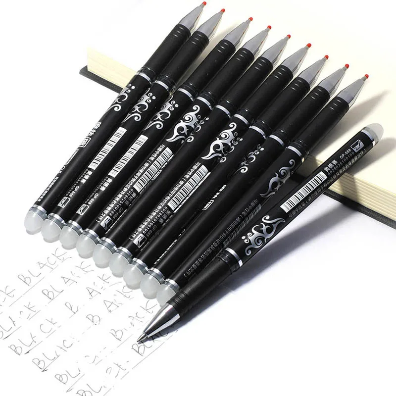 10PCS 0.5mm Writing Nib Rod Erasable Ballpoint Pen Erase Blue Black Ink Refill School Student Stationery Office Supplies