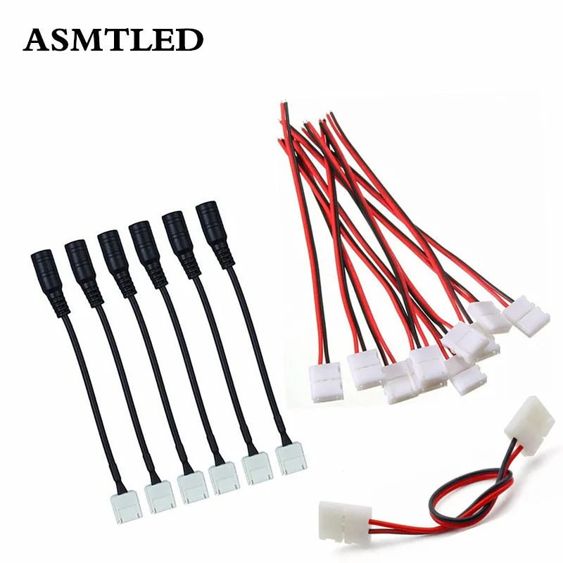 

5Pcs/Lot 2pin 8mm 10mm Female DC Adapter LED Strip Connector Cable with Wire Free Welding Connector For Single Color LED Strip