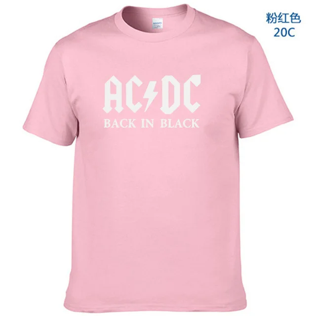 Camisetas AC/DC Группа рок футболка мужская ACDC черный Графический футболки с принтом Повседневная с круглым вырезом хип хоп короткий рукав хлопок Топ - Цвет: Pink-W