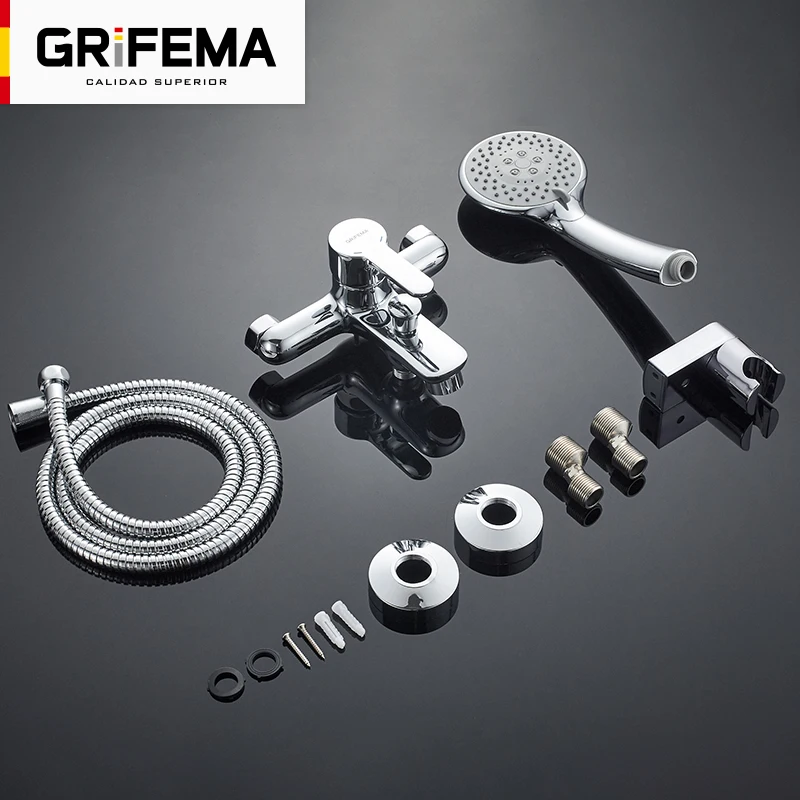 GRIFEMA PORTO G13003 смеситель для душа с 1 5 м душевым шлангом ручной душ и держатель