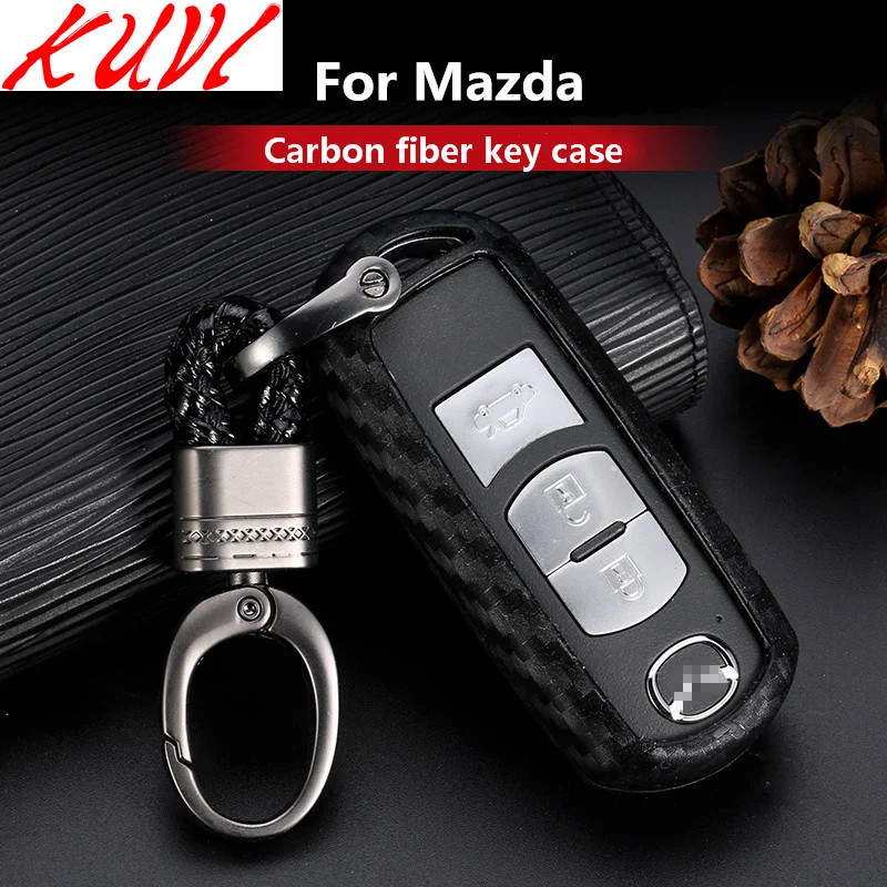 

New Carbon Fiber Pattern Silicone Case Car Key Cover Holder For Mazda 6 CX-5 CX-7 CX3 CX5 CX7 CX9 MX Keychain Car Styling