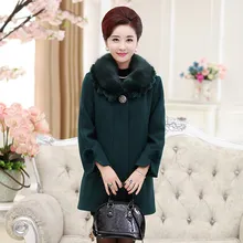 Middle-aged and old big long wool coat cashmere outwear