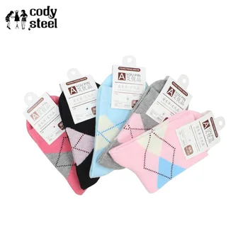 

Cody Steel Women Diamond Socks Comfortable Fashion Ladies Tube Socks Casual Colorful Winter Cotton Girl Socks 3pairs/lot