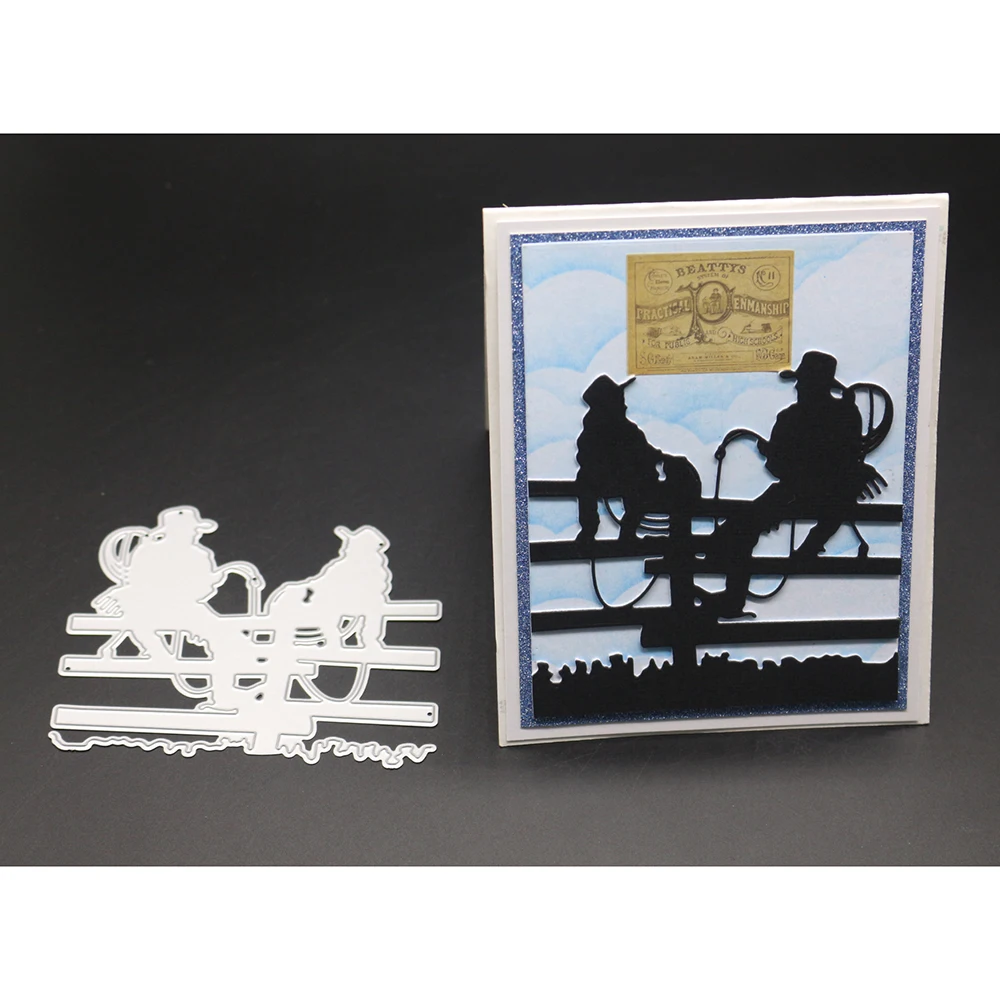 

Swovo Cowboy fence Metal Cutting Dies Stencils DIY for Scrapbooking Paper Card Craft Embossing Die Cut stamps and dies 2019 New
