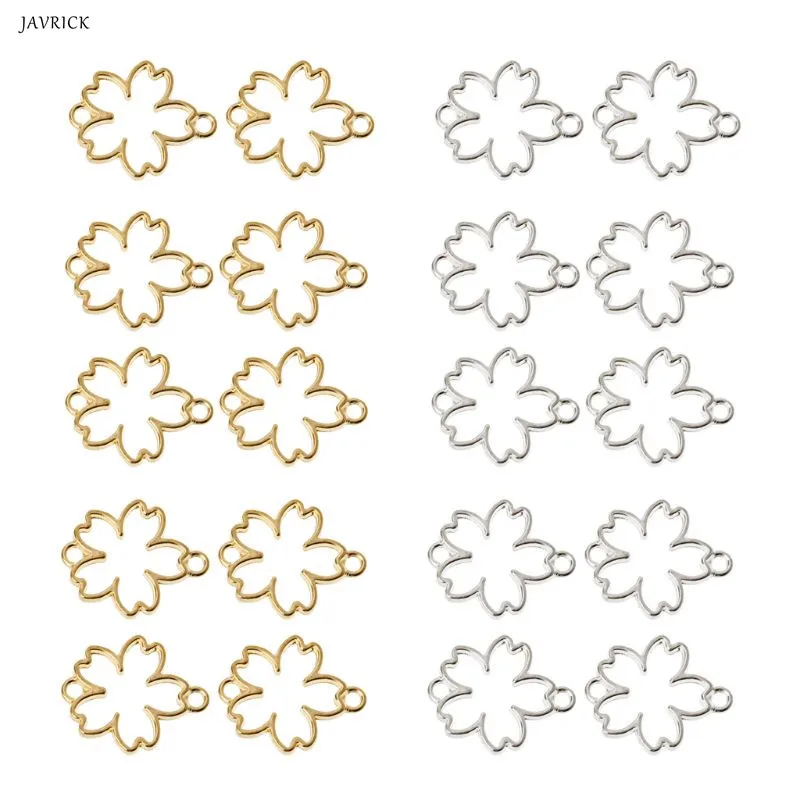 

10Pcs DIY Cherry Flower Frame Pendant Open Bezel Setting UV Resin Jewelry Making