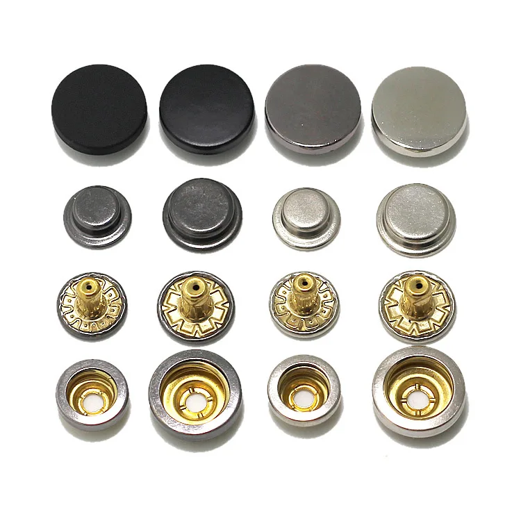 10 conjuntos 12mm15mm17mm20mm botão de pressão de metal para camisa ...