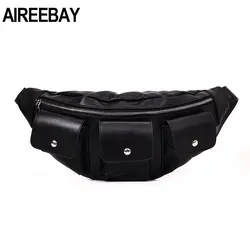 AIREEBAY Женская поясная сумка большой емкости из искусственной кожи Fanny Pack брендовая модная черная нагрудная сумка для телефона большая