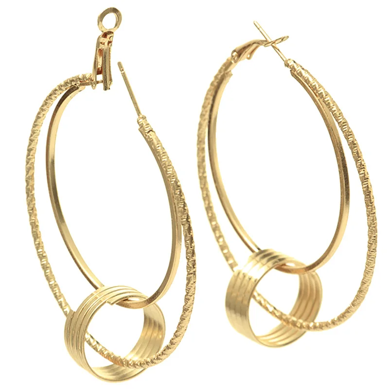 

YANG&RH Fashion Trendy Big Size Round Hoop Earrings For Woman Gold Color Circle Dangle Large Size Loop Earrings Punk Jewelry